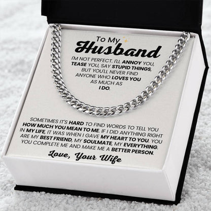 To My Husband Gift from Wife - I am not perfect - Christmas, Birthday & Valentine’s Day Gift for Him