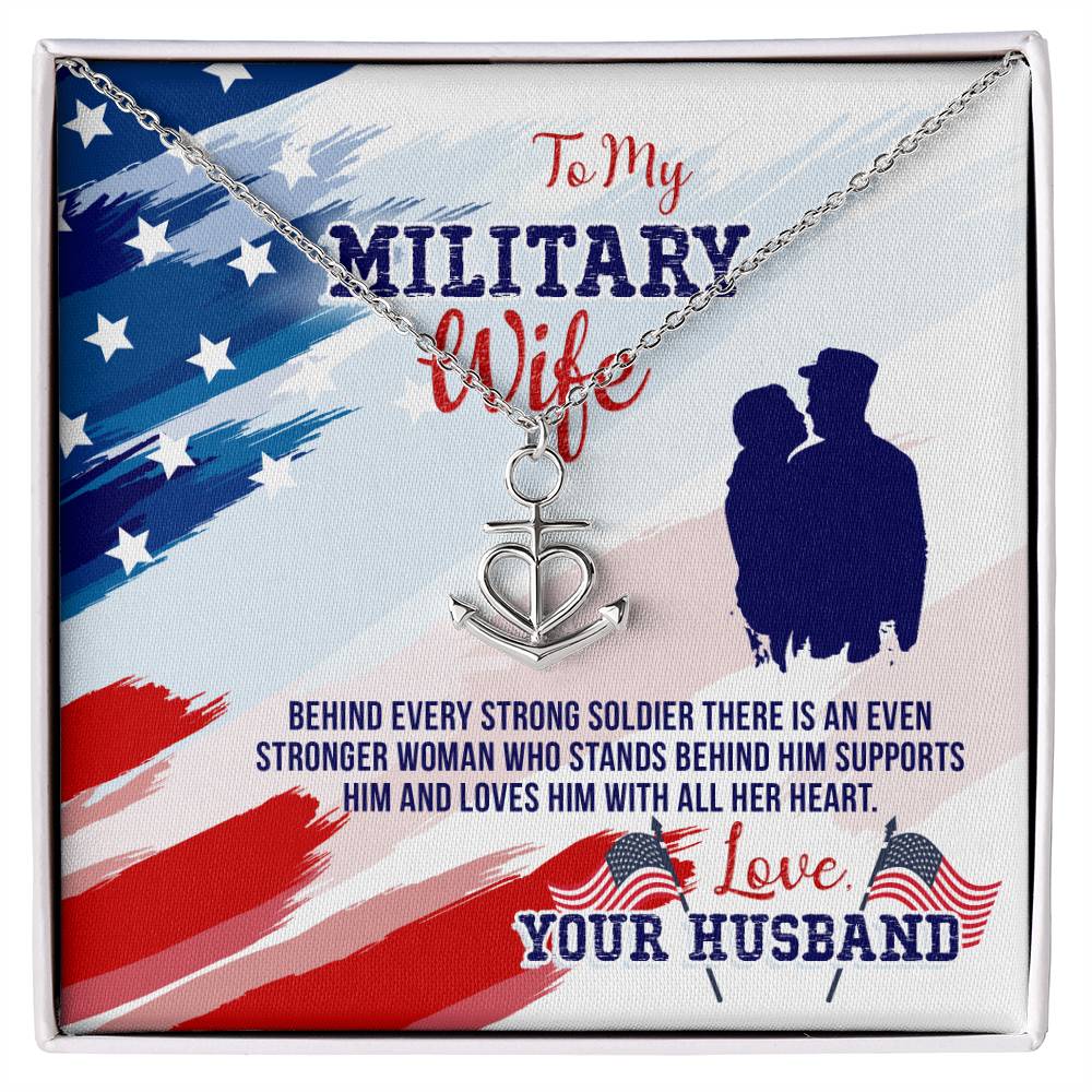 To My Military wife Gift from Husband - Anchor Pendant Necklace