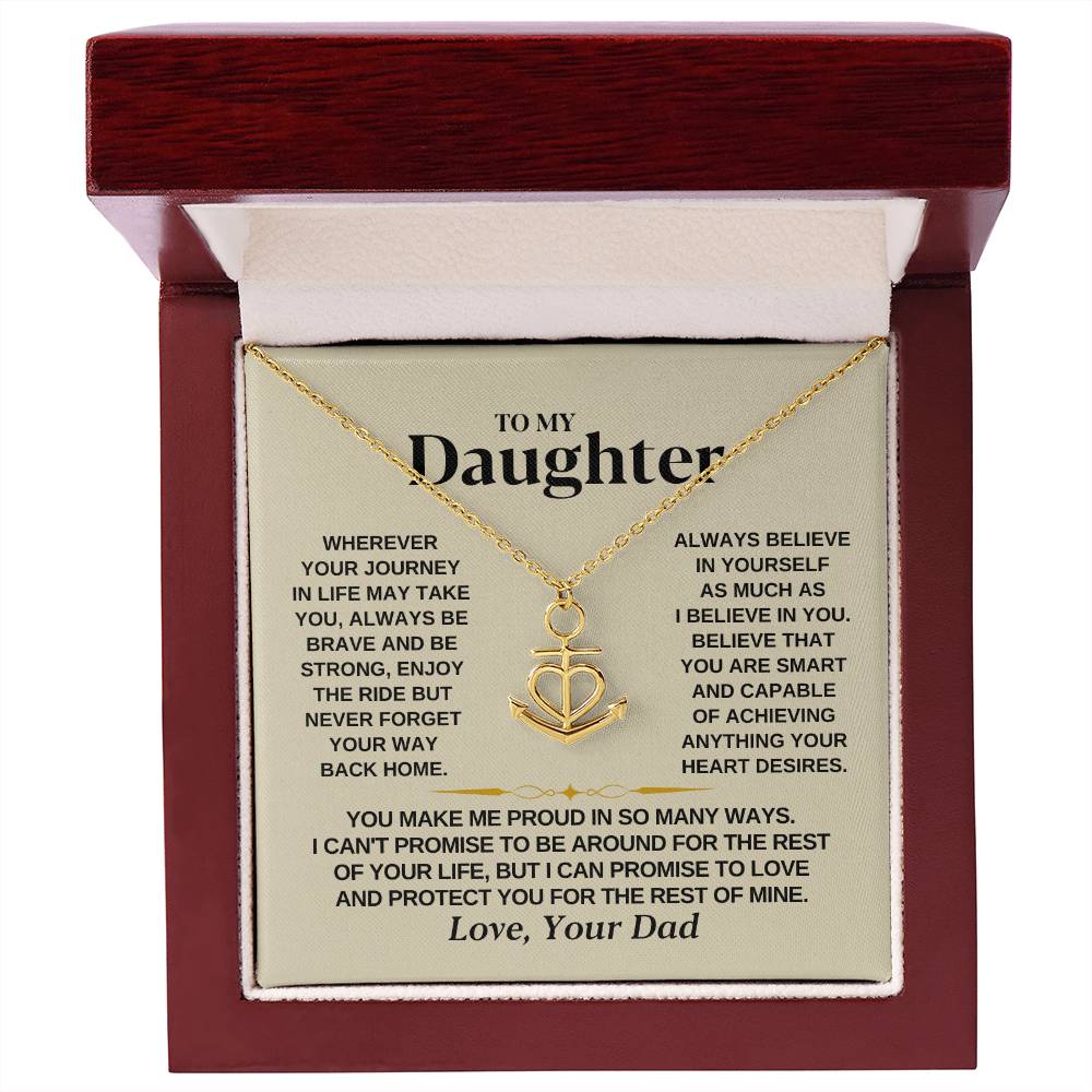 To My Beautiful Daughter Necklace - I Believe In You - Present for Daughter from Dad - Anchor Pendant Necklace