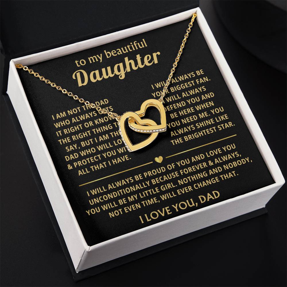 To My Daughter Necklace - Holiday Gift for Daughter from Dad - Interlocking Hearts Necklace