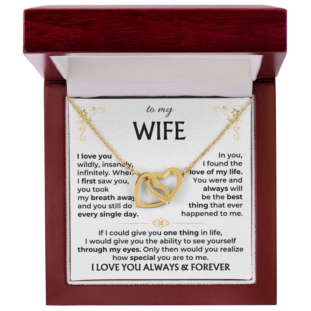 To My Wife Necklace - Heartfelt Gift for Birthday & Valentine’s Day - Interlocking Hearts Necklace
