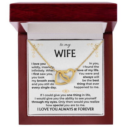 To My Wife Necklace - Heartfelt Gift for Birthday & Valentine’s Day - Interlocking Hearts Necklace