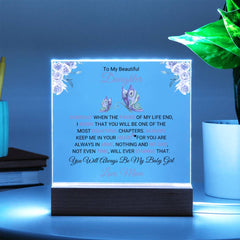 Acrylic Love Keepsake for Daughter, Personalized Gift, Special Memory Plaque, To My Beautiful Daughter