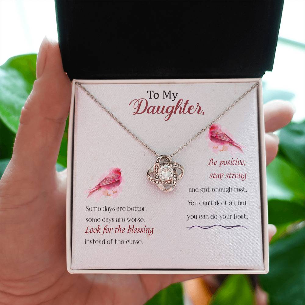 To My Daughter Necklace – Birthday Christmas Gift Necklace for Daughter – Love Knot Necklace
