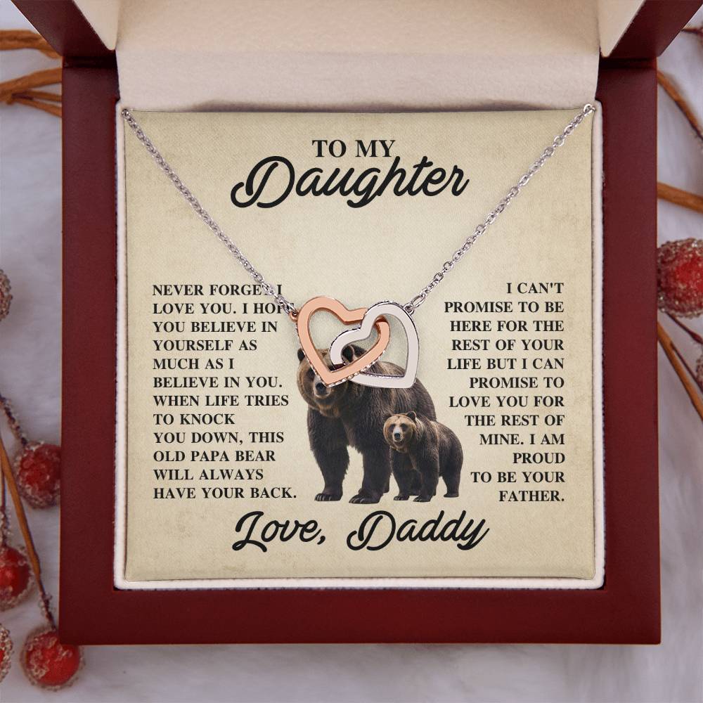 To My Daughter Necklace - Heartfelt Christmas Surprise from Daddy - Interlocking Hearts Necklace