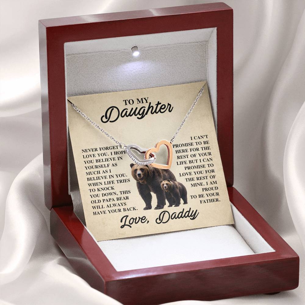 To My Daughter Necklace - Heartfelt Christmas Surprise from Daddy - Interlocking Hearts Necklace