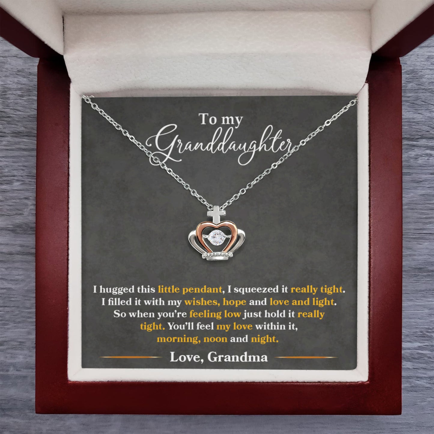 To My Granddaughter Necklace – Gift from Grandma for Any Special Occasion – Crown Pendant Necklace