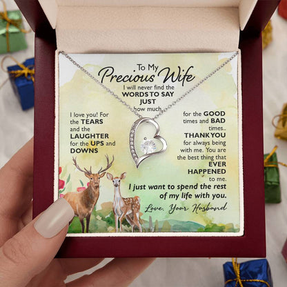 Holiday Gift for Wife - Romantic Jewelry from Husband for Christmas & Valentine’s Day - Forever Love Necklace