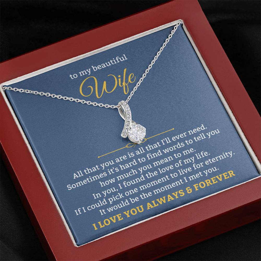 To My Beautiful Wife Necklace - Unforgettable Husband Gift, Emotional Jewelry for Anniversary & Valentine’s Day - Alluring Beauty Necklace