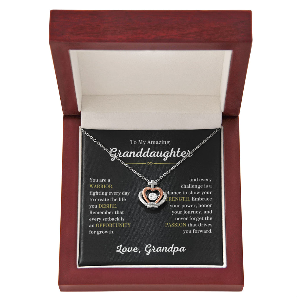 To My Granddaughter Necklace – Graduation & Birthday Gift from Grandpa – Crown Pendant Necklace