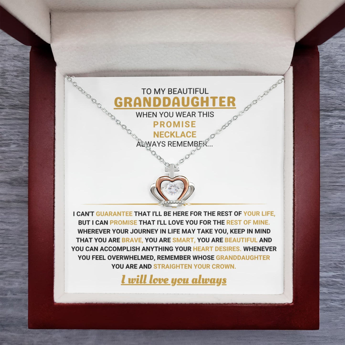 To My Granddaughter Necklace – Granddaughter Jewelry for Birthday & School Achievements – Crown Pendant Necklace