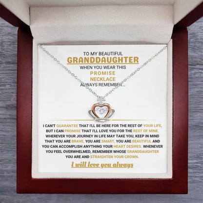 To My Granddaughter Necklace – Granddaughter Jewelry for Birthday & School Achievements – Crown Pendant Necklace