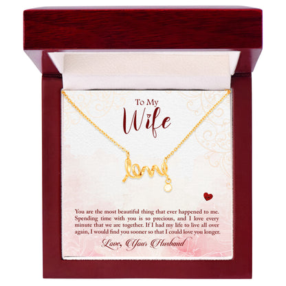 Surprise Gift for Wife - Meaningful Jewelry from Husband for Christmas, Anniversary & Valentine’s Day - Scripted Love Necklace