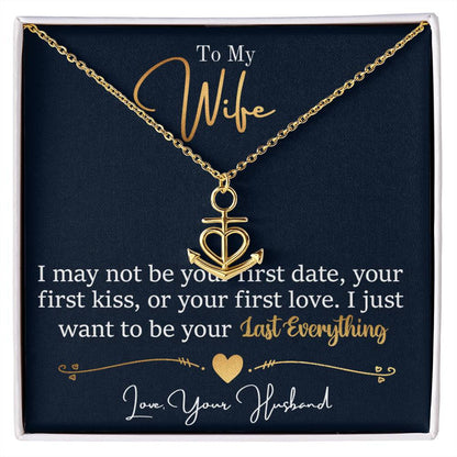 Romantic Gift for Wife from Husband - Meaningful Jewelry for Birthday, Anniversary, Christmas & Valentine’s Day - Anchor Pendant Necklace