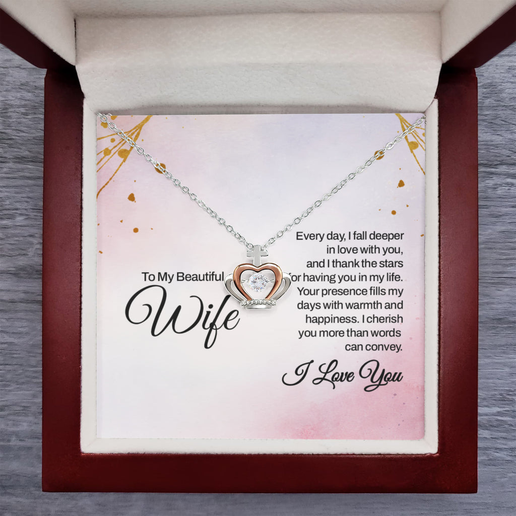 To My Wife Necklace - Jewelry Gift for Anniversary from Husband - Crown Pendant Necklace