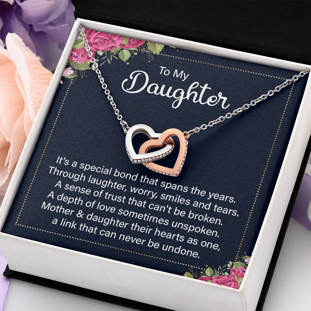 To My Daughter Necklace – Perfect Daughter Gift for Graduation & Birthday – Interlocking Hearts Necklace