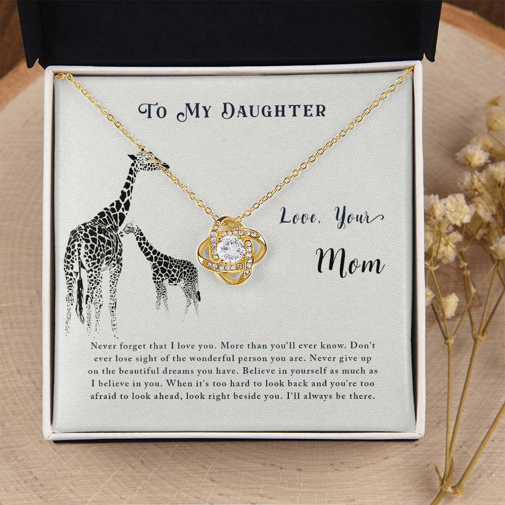 To My Daughter Necklace – Mom to Daughter Present for Graduation – Love Knot Necklace