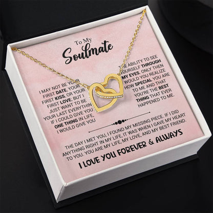 To My Soulmate Necklace - Unique Soulmate Gift for Her for Birthdays & Surprise Moments - Interlocking Hearts Necklace