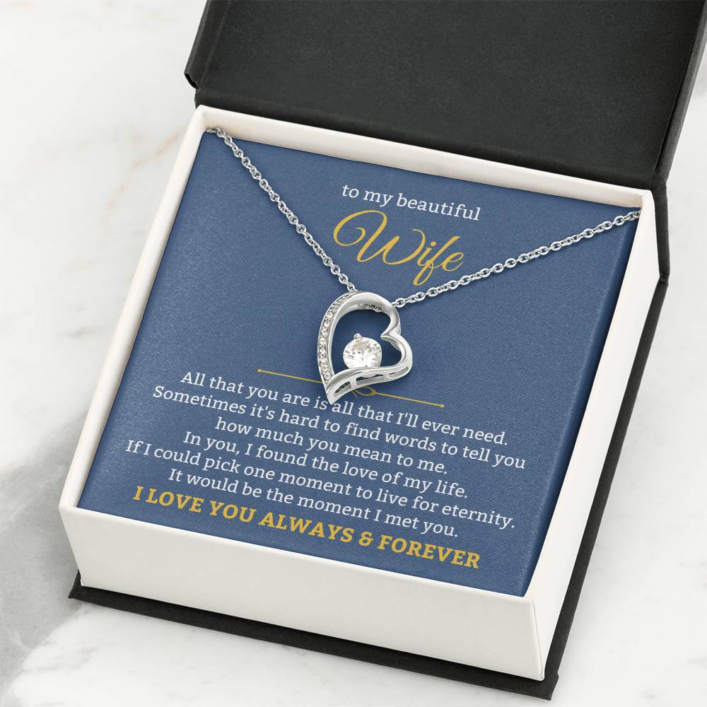 To My Beautiful Wife Necklace - Emotional Love Jewelry Gift from Husband for Valentine’s Day & Birthday Happiness - Forever Love Necklace