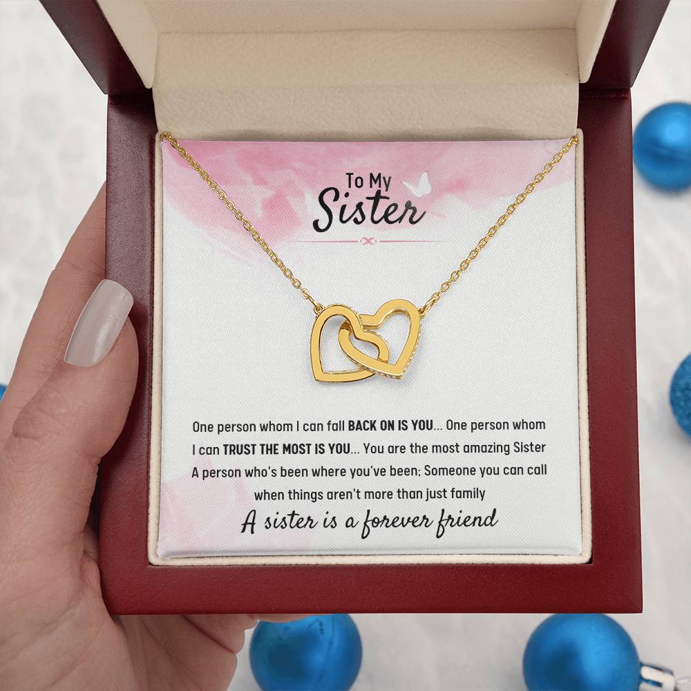 To My Sister - Gift for Sister - A sister is a forever friend - Interlocking Hearts Necklace