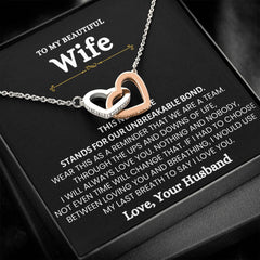 Stylish Heart Necklace For Women, Meaningful Jewelry Gift, Symbol Of Connection And Care, To My Beautiful Wife