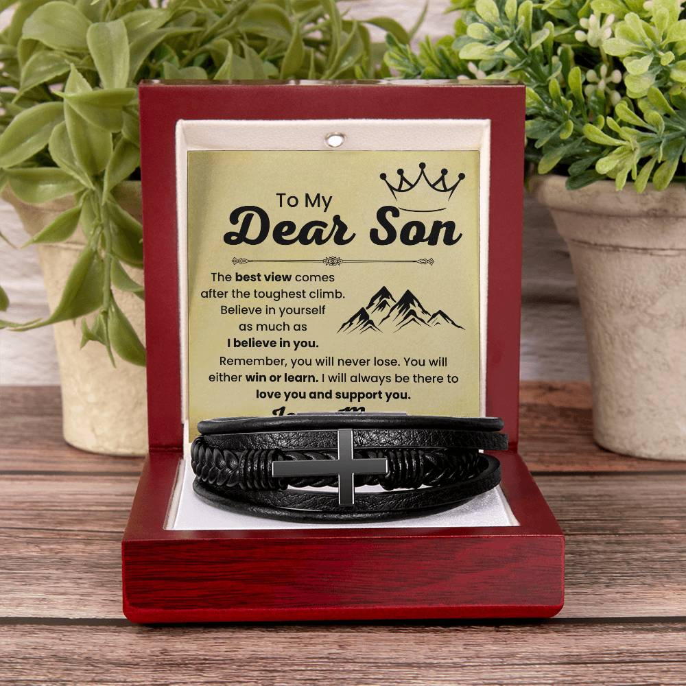 Gift for Son – Mom Edition – Birthday, Graduation – Men’s Cross Bracelet