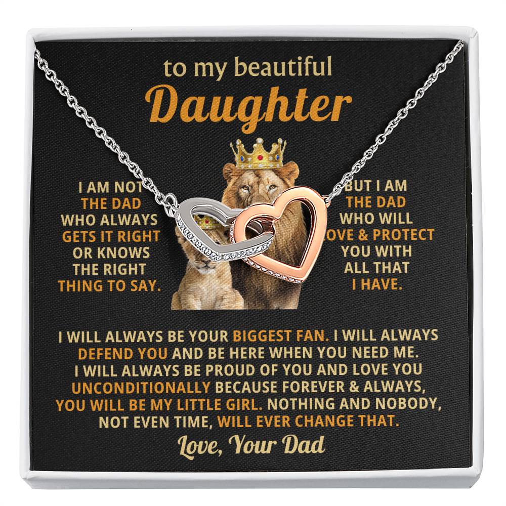 To My Beautiful Daughter Necklace – Daughter Christmas Graduation Jewelry Gift – Interlocking Hearts Necklace