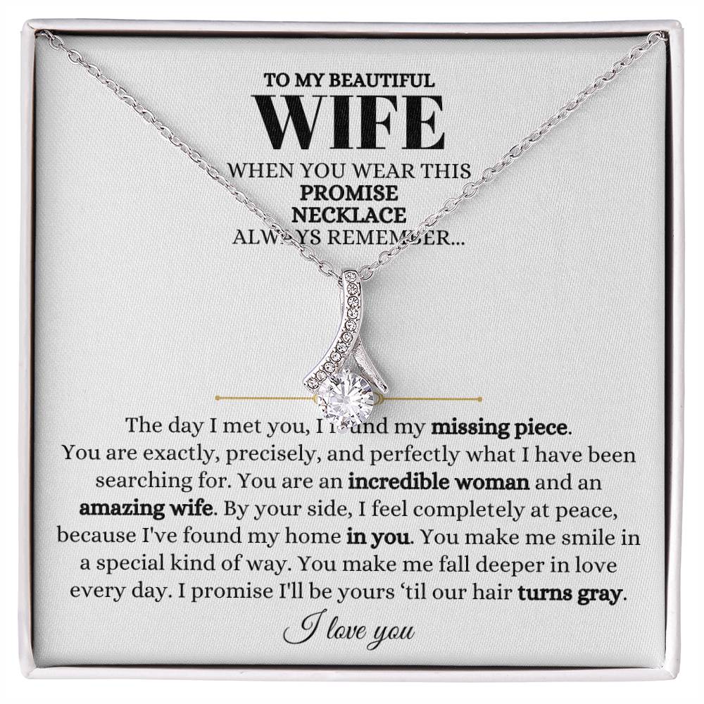 To My Beautiful Wife Necklace - Sweet Emotional Gift for Wife from Husband on Birthday, Anniversary & Valentine’s Day - Alluring Beauty Necklace