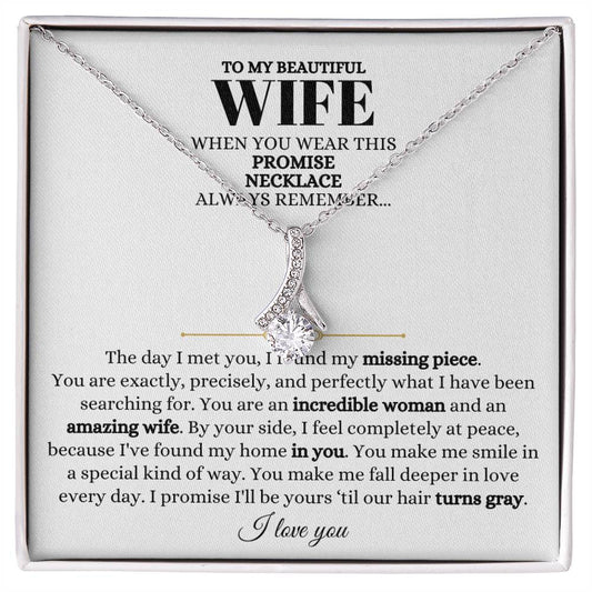 To My Beautiful Wife Necklace - Sweet Emotional Gift for Wife from Husband on Birthday, Anniversary & Valentine’s Day - Alluring Beauty Necklace