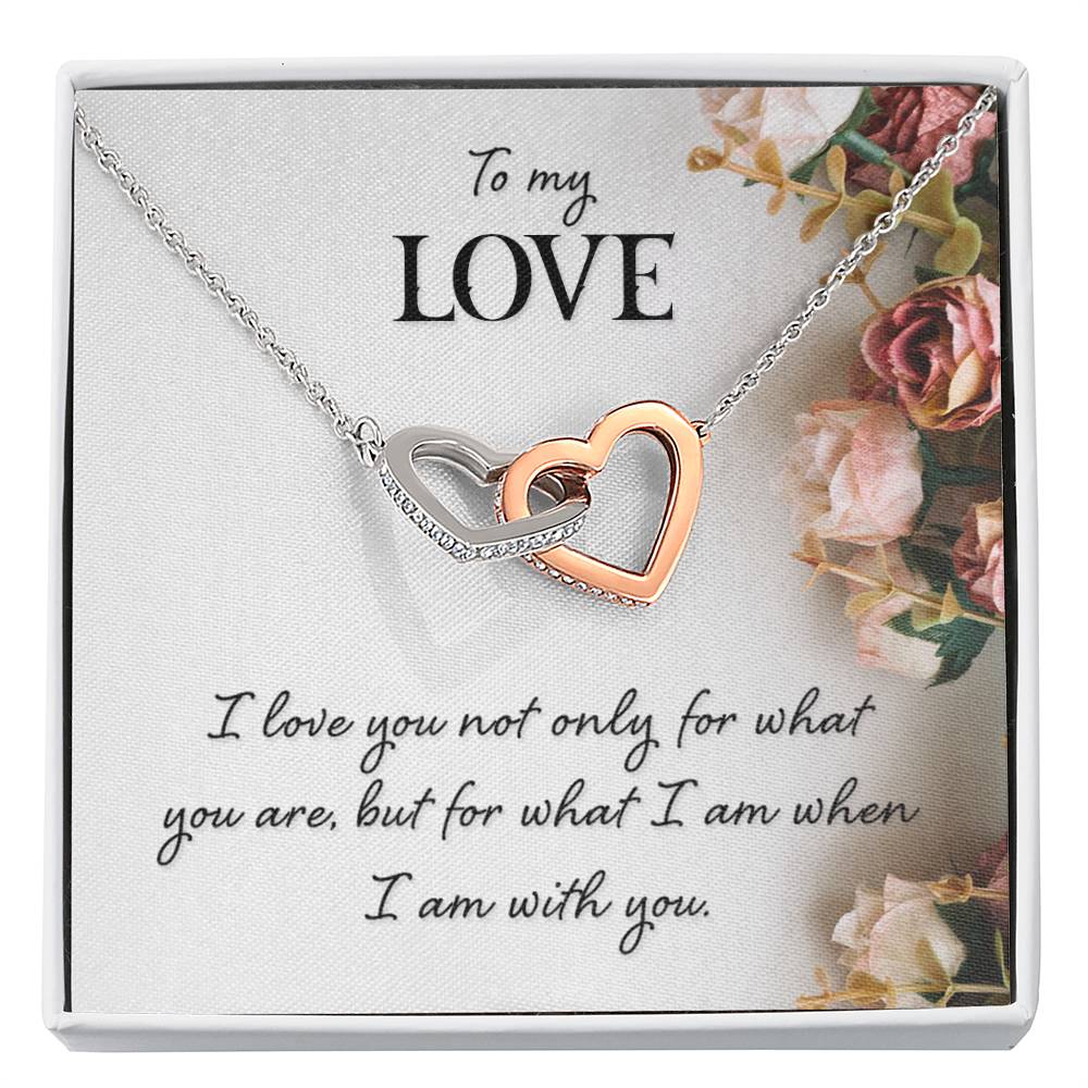 To My Love Necklace - Sweetest Gift for Wife from Husband for Valentine’s Day, Anniversary & Birthday Joy - Interlocking Hearts Necklace