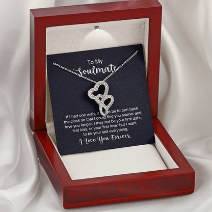 To My Soulmate Necklace - Soulmate Gift for Her for Valentine’s Day & Every Day Love - Heart-to-heart Pendant Necklace