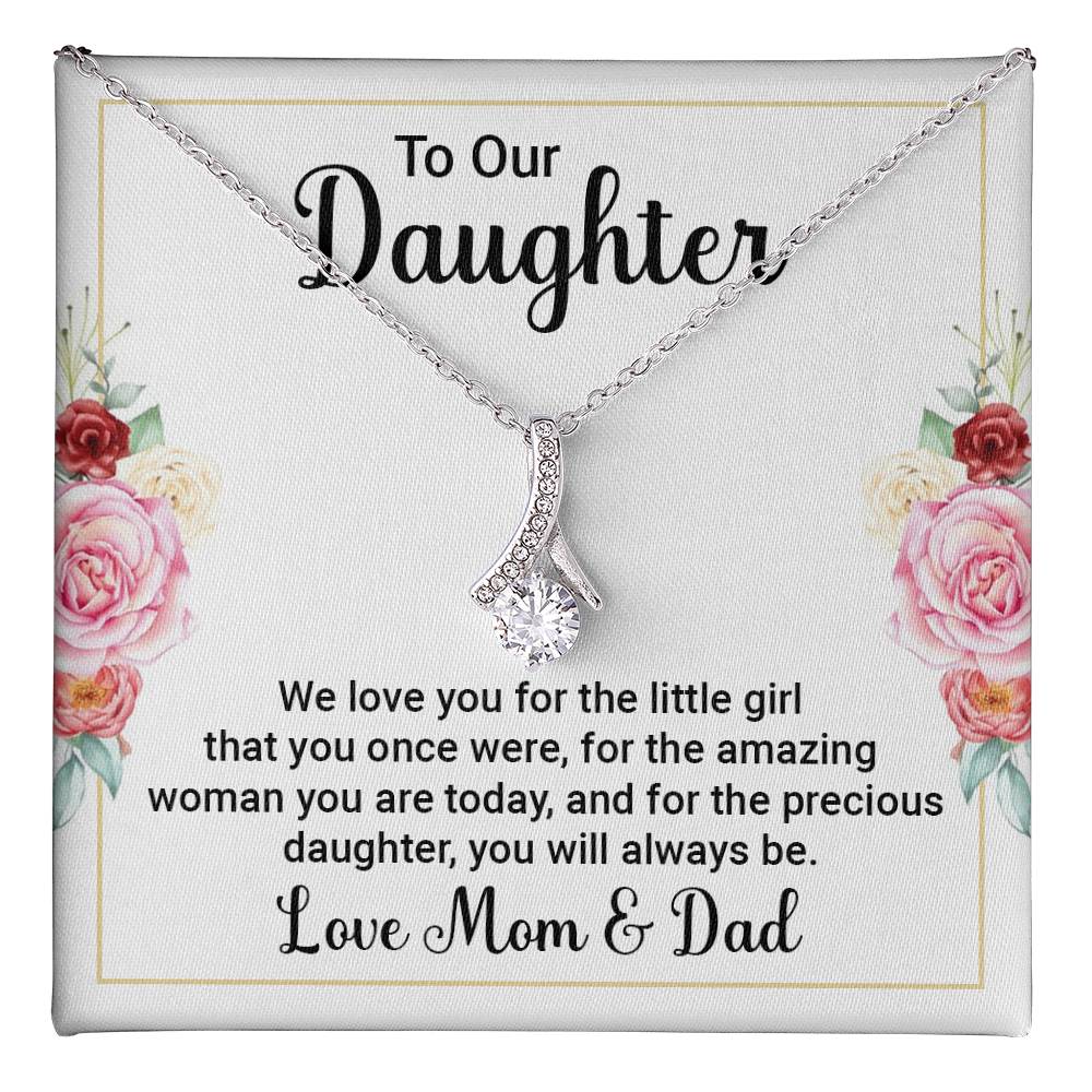 To Our Daughter Necklace – Daughter Graduation & Birthday Present from Mom and Dad – Alluring Beauty Necklace