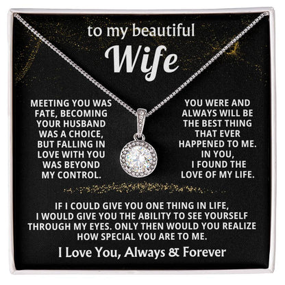 To My Beautiful Wife Necklace - Romantic Husband Gift for Christmas, Valentine’s Day & Anniversary Love Surprises - Eternal Hope Necklace
