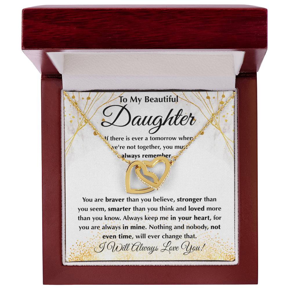 To My Daughter Necklace – Daughter Graduation & Birthday Present – Interlocking Hearts Necklace