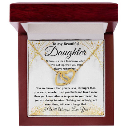 To My Daughter Necklace – Daughter Graduation & Birthday Present – Interlocking Hearts Necklace