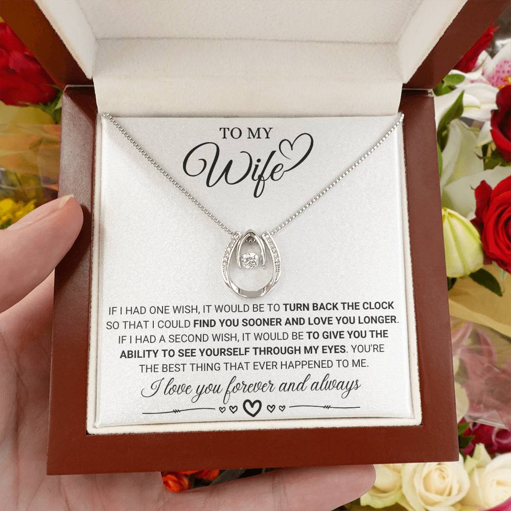 To My Wife Necklace - Sentimental Birthday Gift from Husband, Romantic Jewelry for Valentine’s Day & Holidays - Lucky In Love Necklace