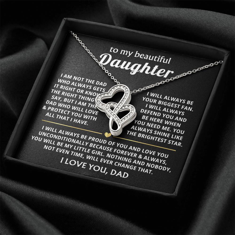 To My Daughter Necklace - Beautiful Daughter Jewelry for Birthday & Proud Dad Moments - Heart-to-heart Pendant Necklace