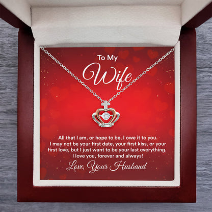 To My Wife Necklace - Romantic Present for Wife from Husband - Crown Pendant Necklace