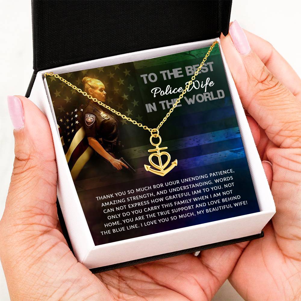 To My Police Wife Necklace - Romantic Keepsake Jewelry Gift from Husband - Anchor Pendant Necklace