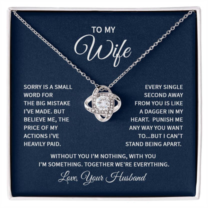 To My Wife Necklace - Emotional Love Jewelry Gift from Husband for Valentine’s Day & Birthday Happiness - Love Knot Necklace