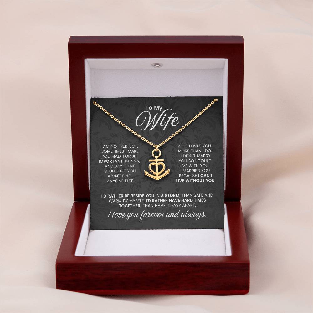 Meaningful Gift for Wife - Heartfelt Jewelry from Husband for Birthday, Anniversary, Valentine’s Day, Christmas - Anchor Pendant Necklace