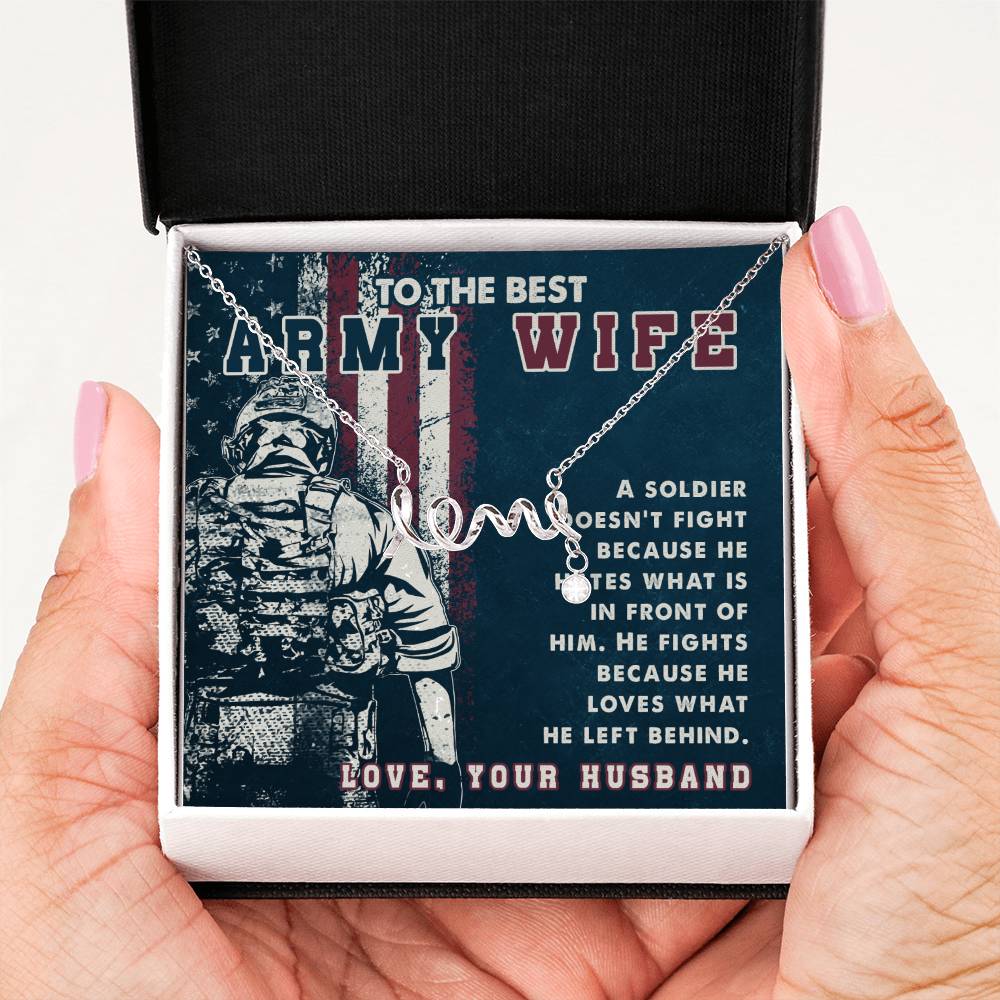 To The Best Army Wife Gift from Husband - Scripted Love Necklace