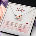 To My Wife Necklace - Emotional Love Jewelry Gift from Husband for Valentine’s Day & Birthday Happiness - Interlocking Hearts Necklace
