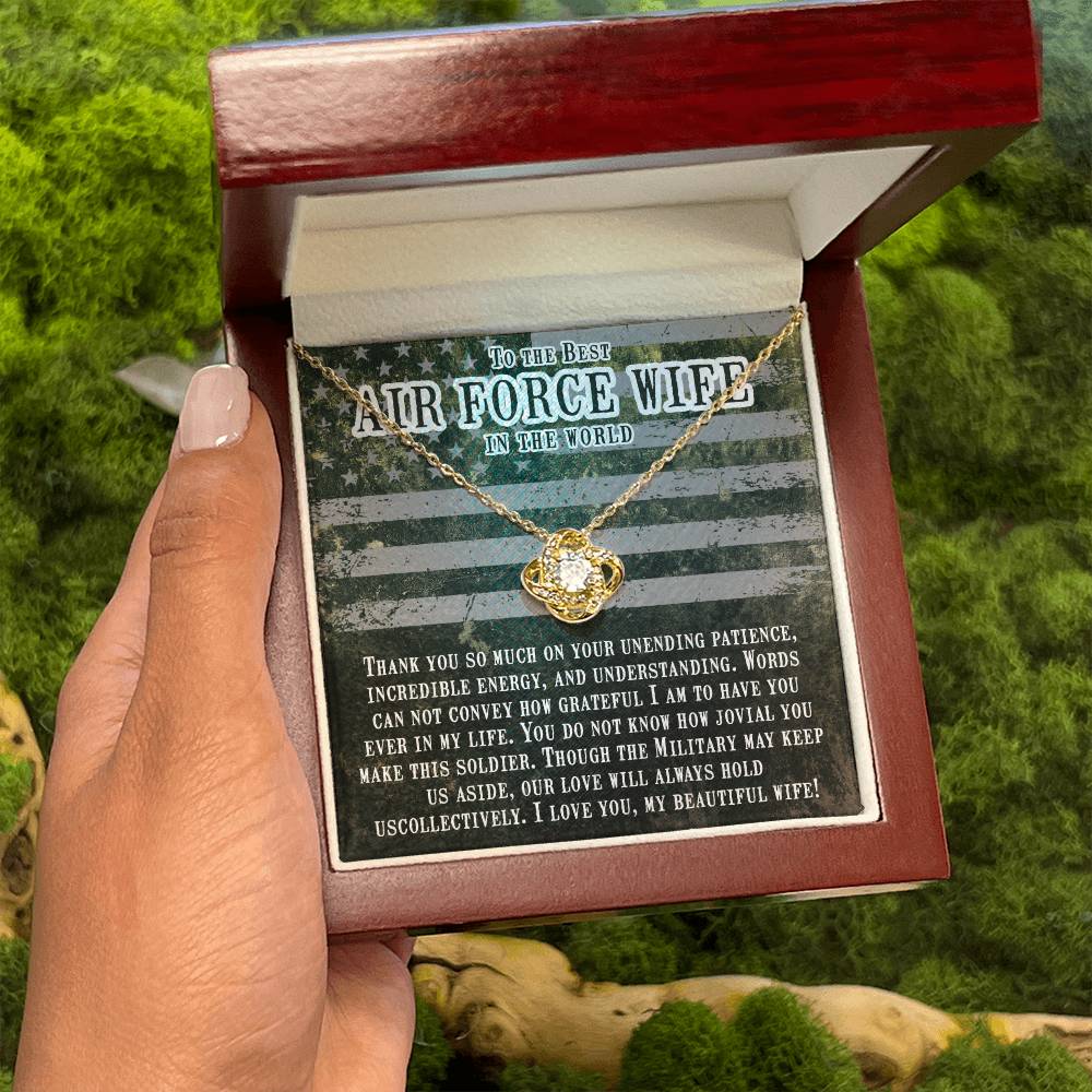 To The Best Air Force Wife In The World - Heartfelt Jewelry from Husband - Love Knot Necklace