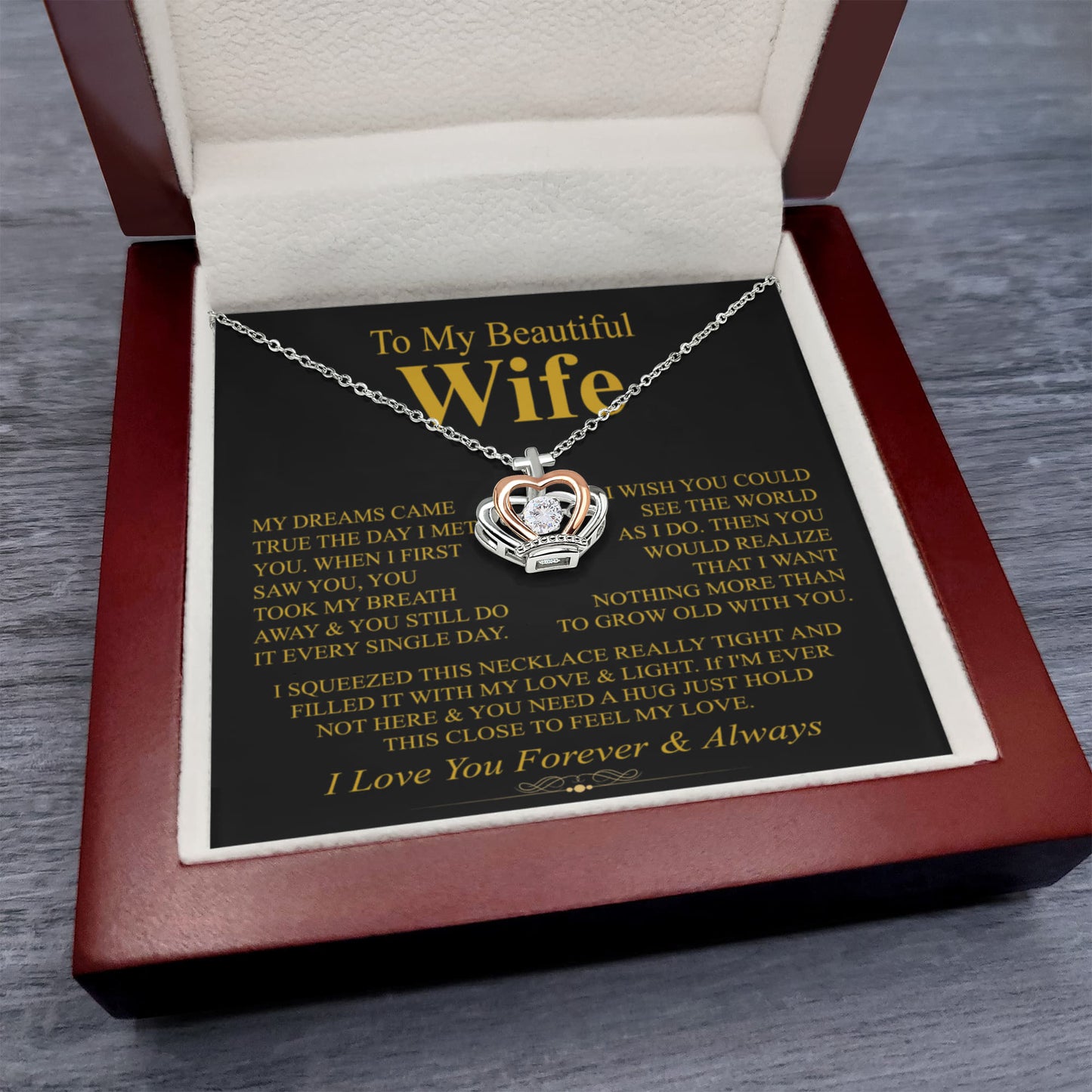 To My Wife Necklace - Thoughtful Gift from Husband to Wife - Crown Pendant Necklace