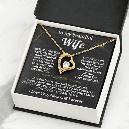 To My Beautiful Wife Necklace - Sweet Emotional Gift for Wife from Husband on Birthday, Anniversary & Valentine’s Day - Forever Love Necklace