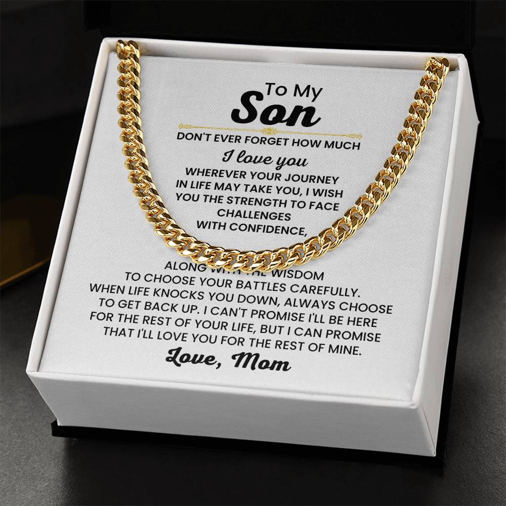To My Son Necklace – Gift for Son from Mom – Cuban Link Chain