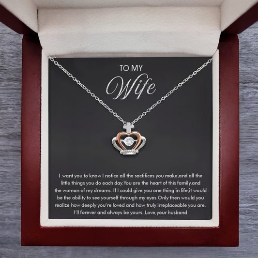 To My Wife Necklace - Meaningful Jewelry for Wife from Husband for Valentine’s Day, Christmas & Any Special Occasion - Crown Pendant Necklace