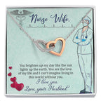 To My Nurse Wife Necklace - Sweet Romantic Jewelry for Wife - Interlocking Hearts Necklace