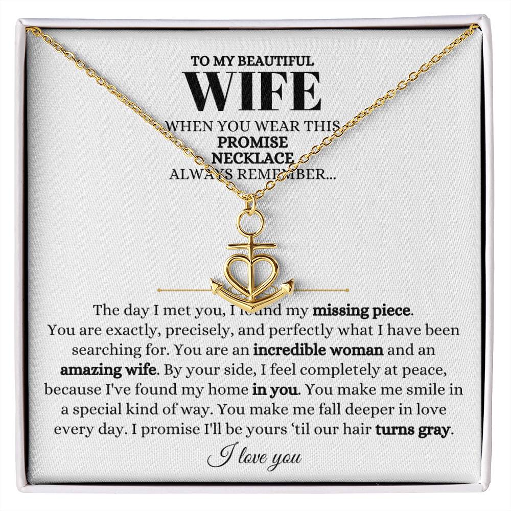 To My Wife Necklace - Perfect Gift from Husband for Birthday, Christmas & Valentine’s Day - Anchor Pendant Necklace